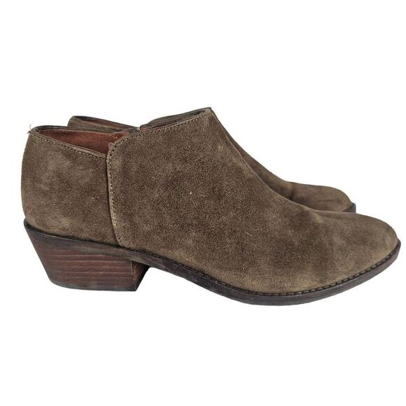 Lucky Brand Faithly Leather Ankle Booties Taupe 8 - Picture 1 of 9